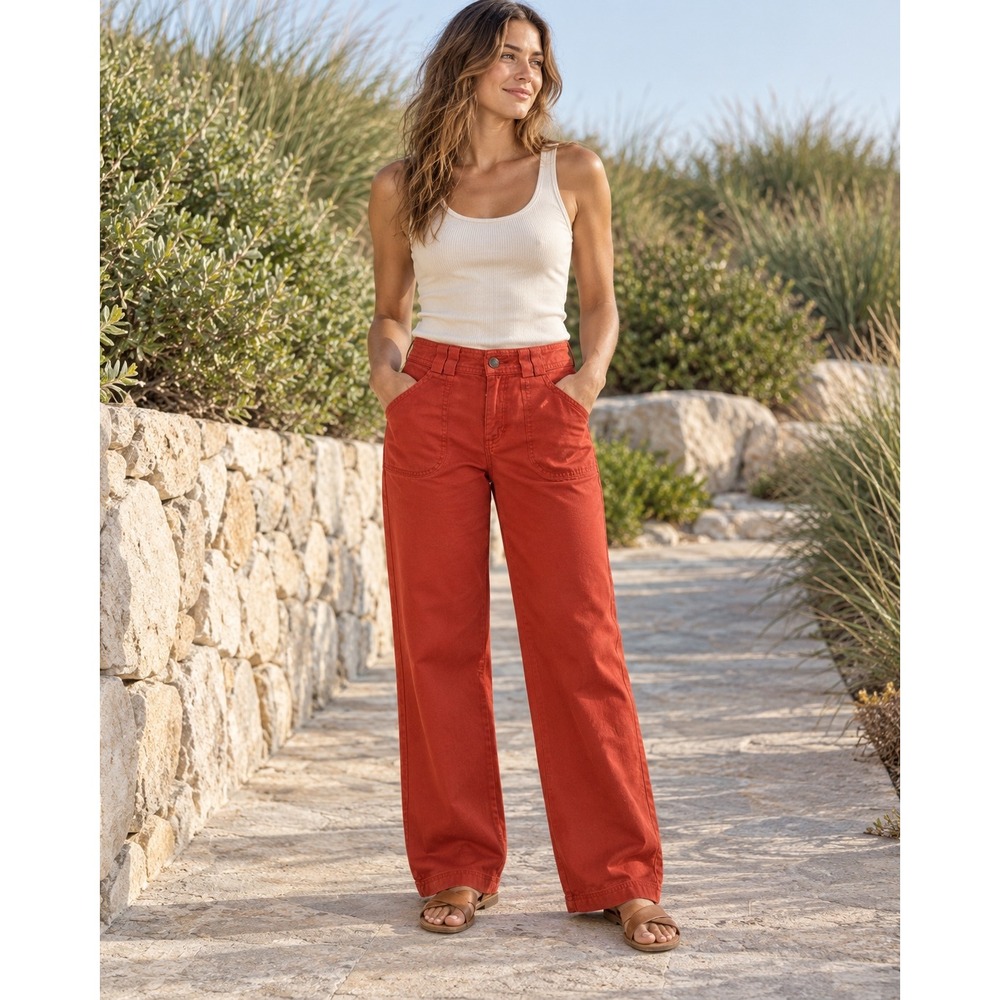 Patagonia Water Girl Women's 8 Red Wide Leg Utility Pants Vintage Y2K